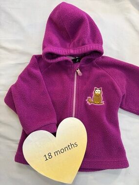 MEC Kids Bright Purple Hooded Fleece Jacket with Owl Patch